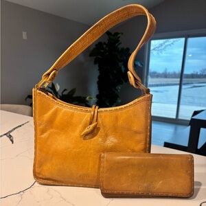 Cole Haan vintage camel leather purse. Matching Cole Haan wallet.